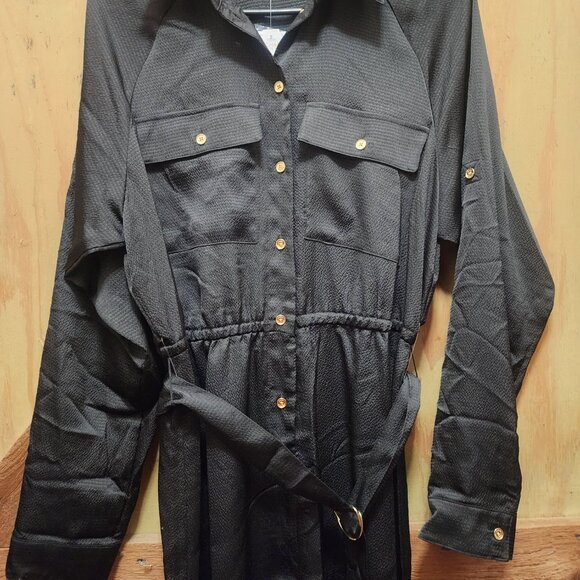 Michael Kors military style Black button up shirt dress - Picture 2 of 6